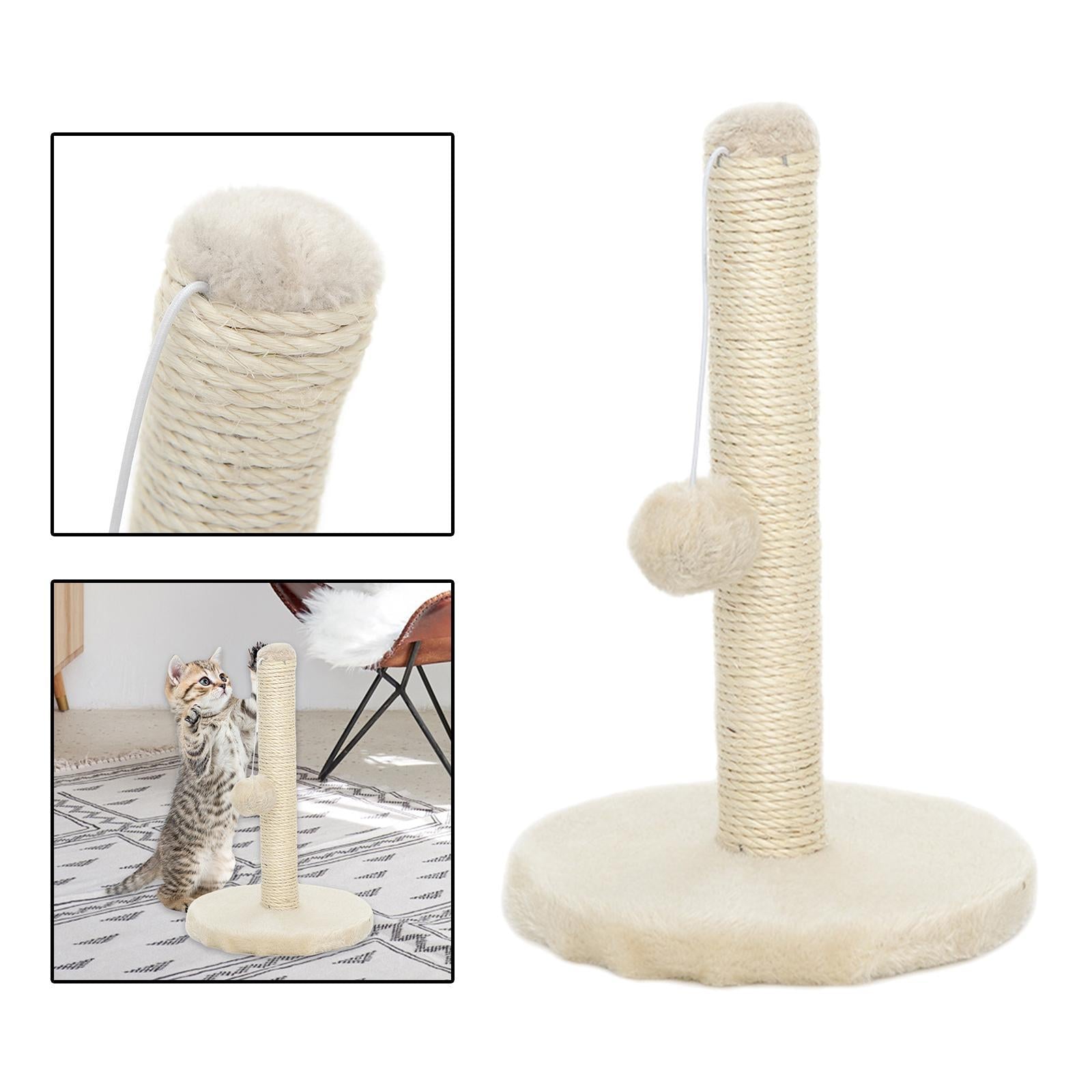 30cm Tall Stable Cat post for scratching， Cat Scratcher ， Round Base Kitten Pets Scratch Poles - Beige