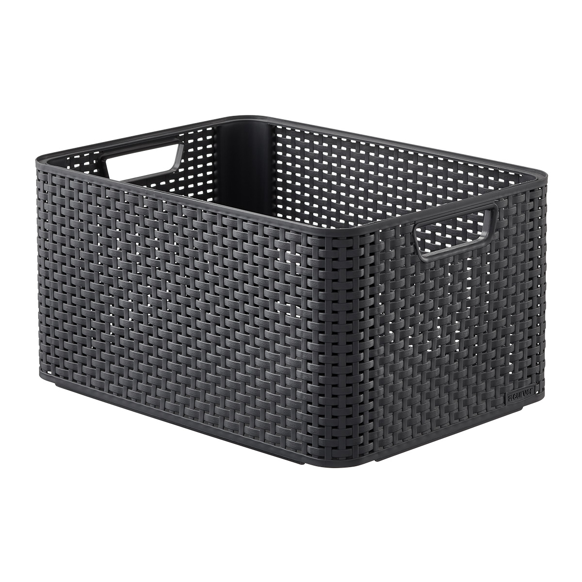 Curver White Basketweave Storage Bin with Handles