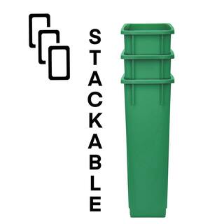 Alpine Industries 23 Gal. Green Plastic Commercial Slim Trash Can with Dome Lid (3-Pack) 4778-1-GRN-3