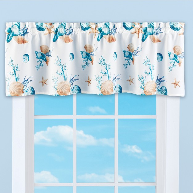 Collections Etc Charming Coastal Blue Lagoon Printed Window Valance