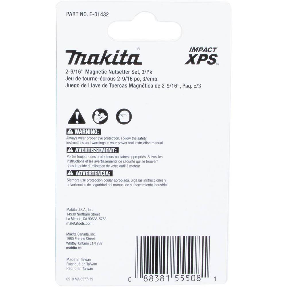 Makita IMPACT XPS 2-916 in. Magnetic Nutsetter Mix 3PK (3-Piece) E-01432