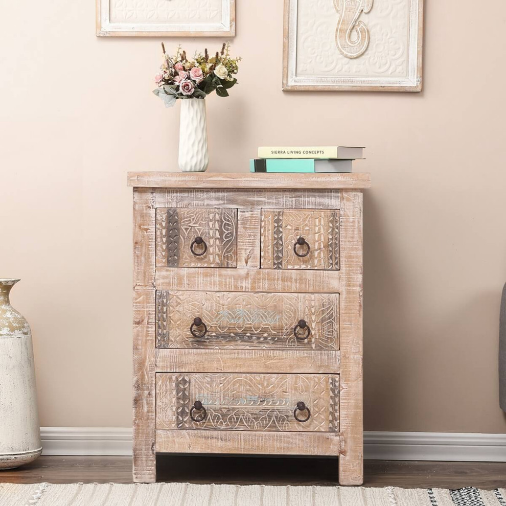 Rustic Solid Wood 4 Drawer End Table   Farmhouse   Side Tables And End Tables   by Sierra Living Concepts Inc  Houzz