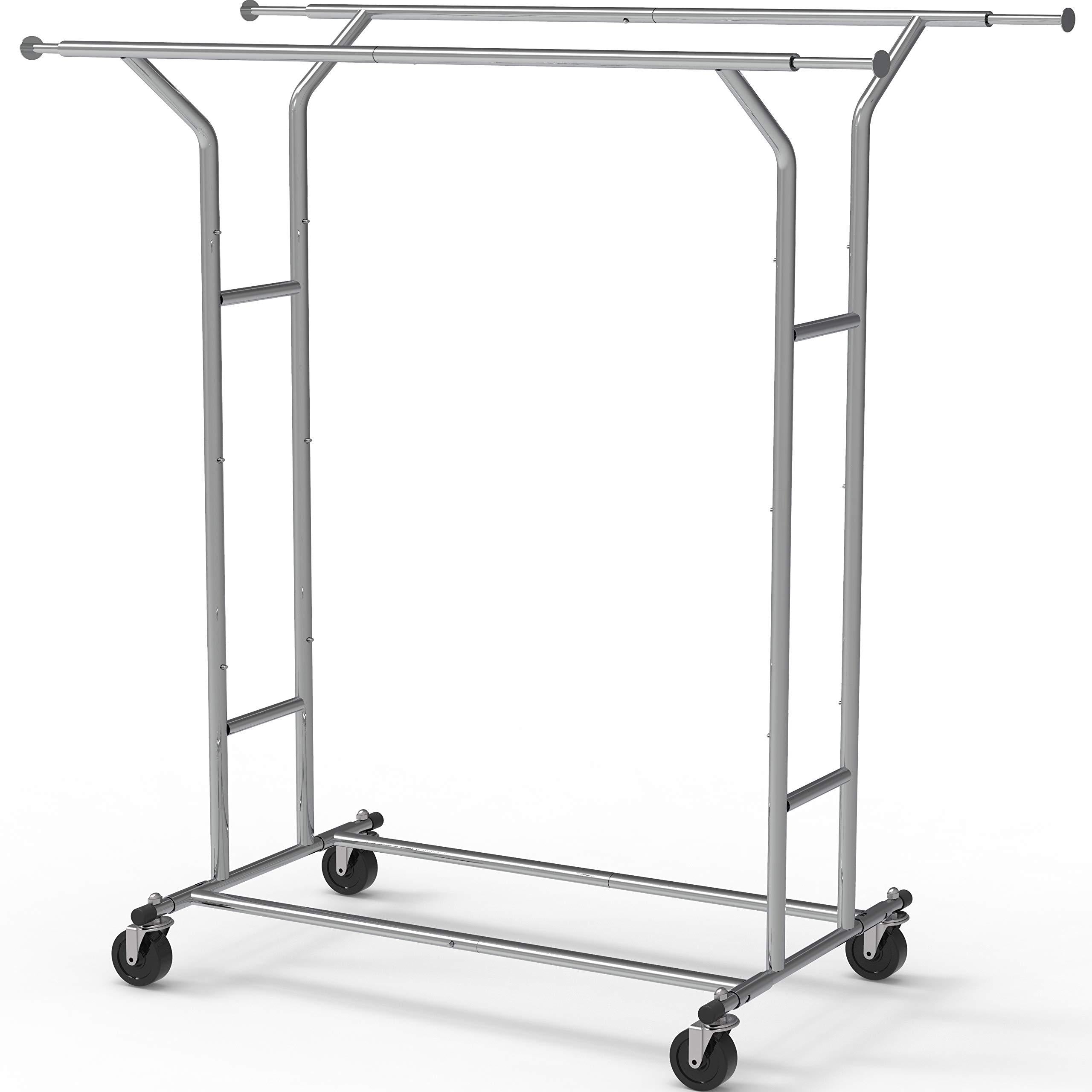 SimpleHouseware Heavy Duty Double Rail Clothing Garment Rack, Chrome