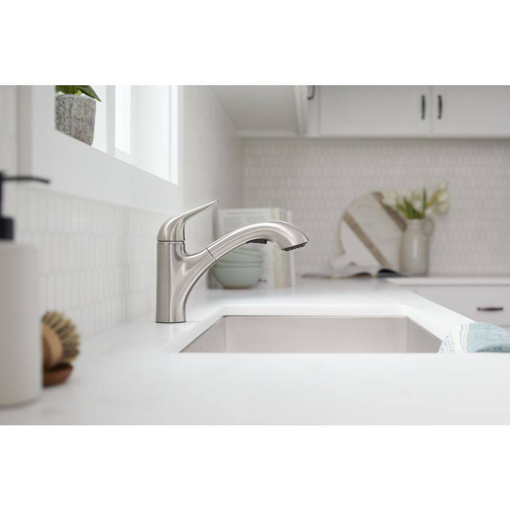 KOHLER Jolt Single Handle Standard Kitchen Faucet in Vibrant Stainless 30612-VS