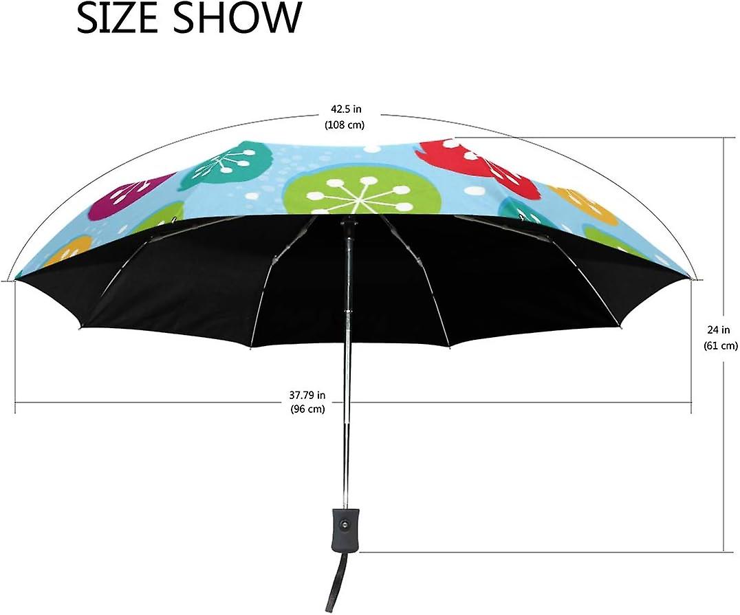 Travel Umbrella Automatic Windproof Foldable Umbrella Colorful Dot With Snowflakes