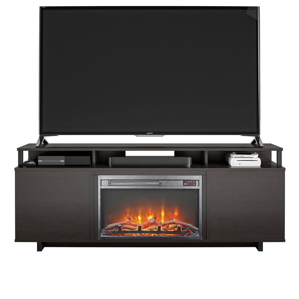 Ameriwood Home Scepter 59.41 in. Freestanding Electric Fireplace TV Stand in Espresso Fits TV's upto 65 in. HD91811