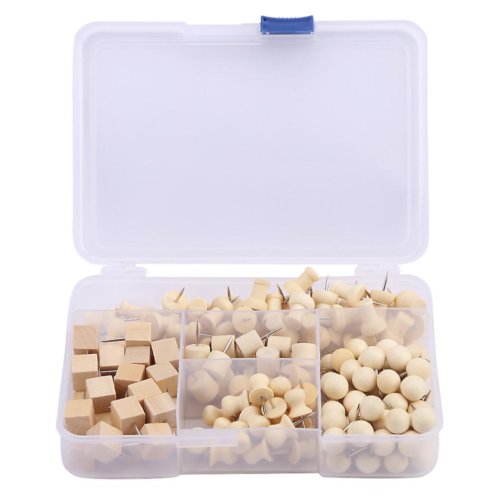 180pcs Nautral Wooden Pushpin Thumbtack Pins Decorative Diy Tool 10mm