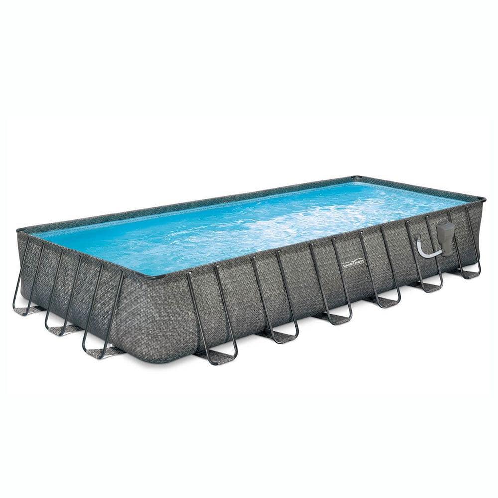 Summer Waves 12 ft. x 24 ft. x 52 in. Rectangle 52 in. D Above Ground Frame Swimming Pool Set P42412521