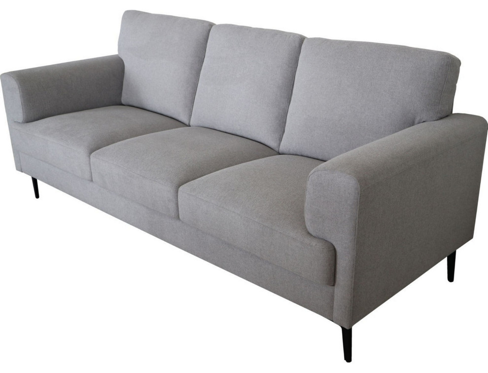 Benzara BM250321 Sofa With Fabric Upholstery and Sleek Metal Legs  Gray   Midcentury   Sofas   by Uber Bazaar  Houzz