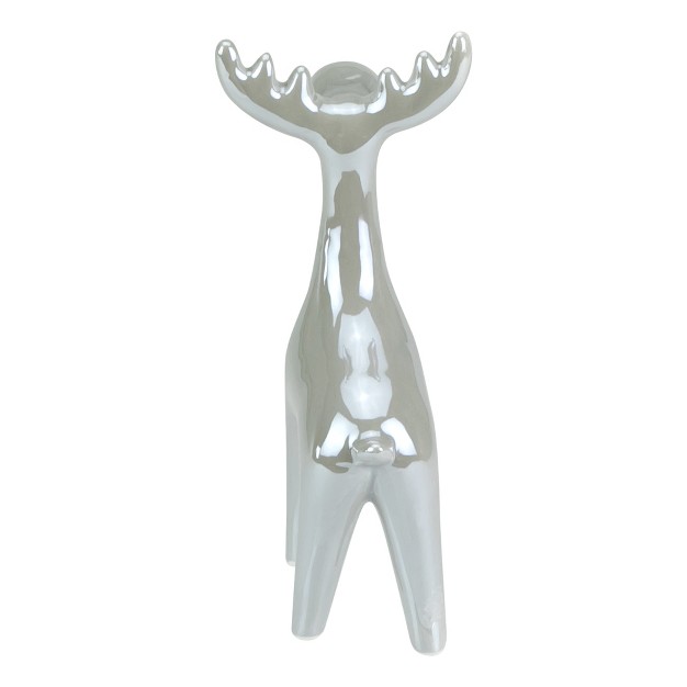 Gray Ceramic Reindeer Christmas Figure