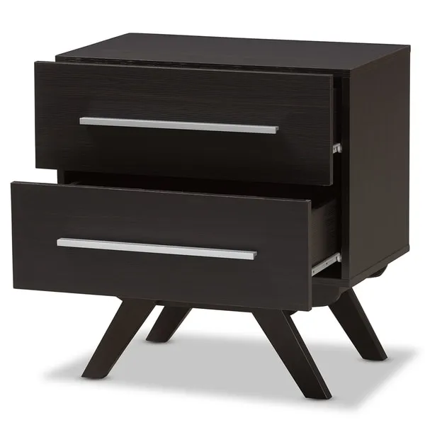Mid-Century 2-Drawer Nightstand Baxton Studio