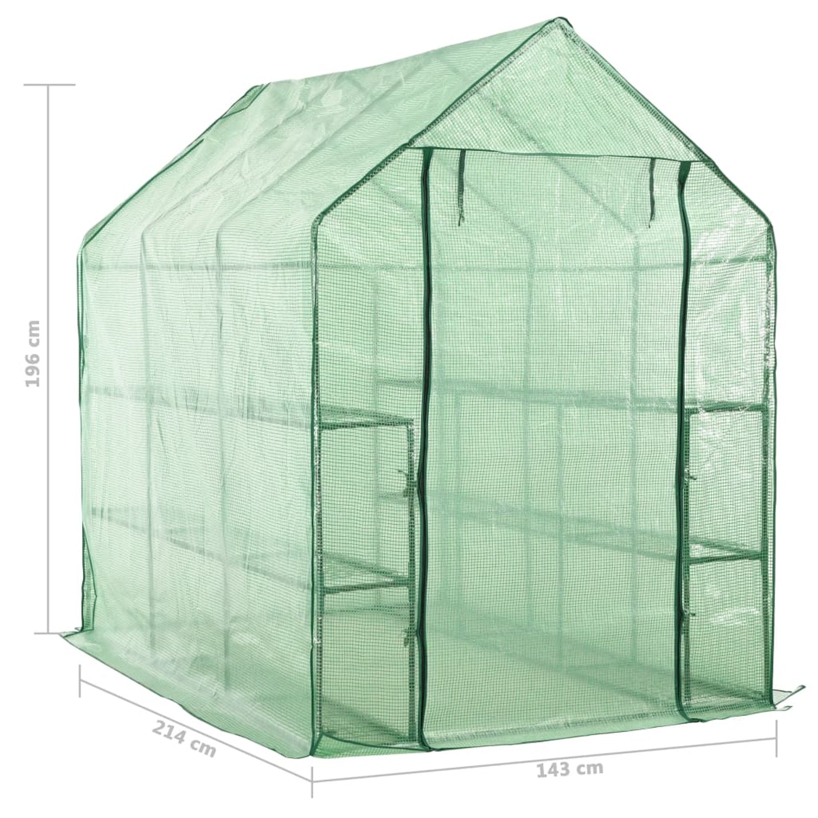 Walk-in Greenhouse with 12 Shelves Steel 4.7'x7'x6.4'