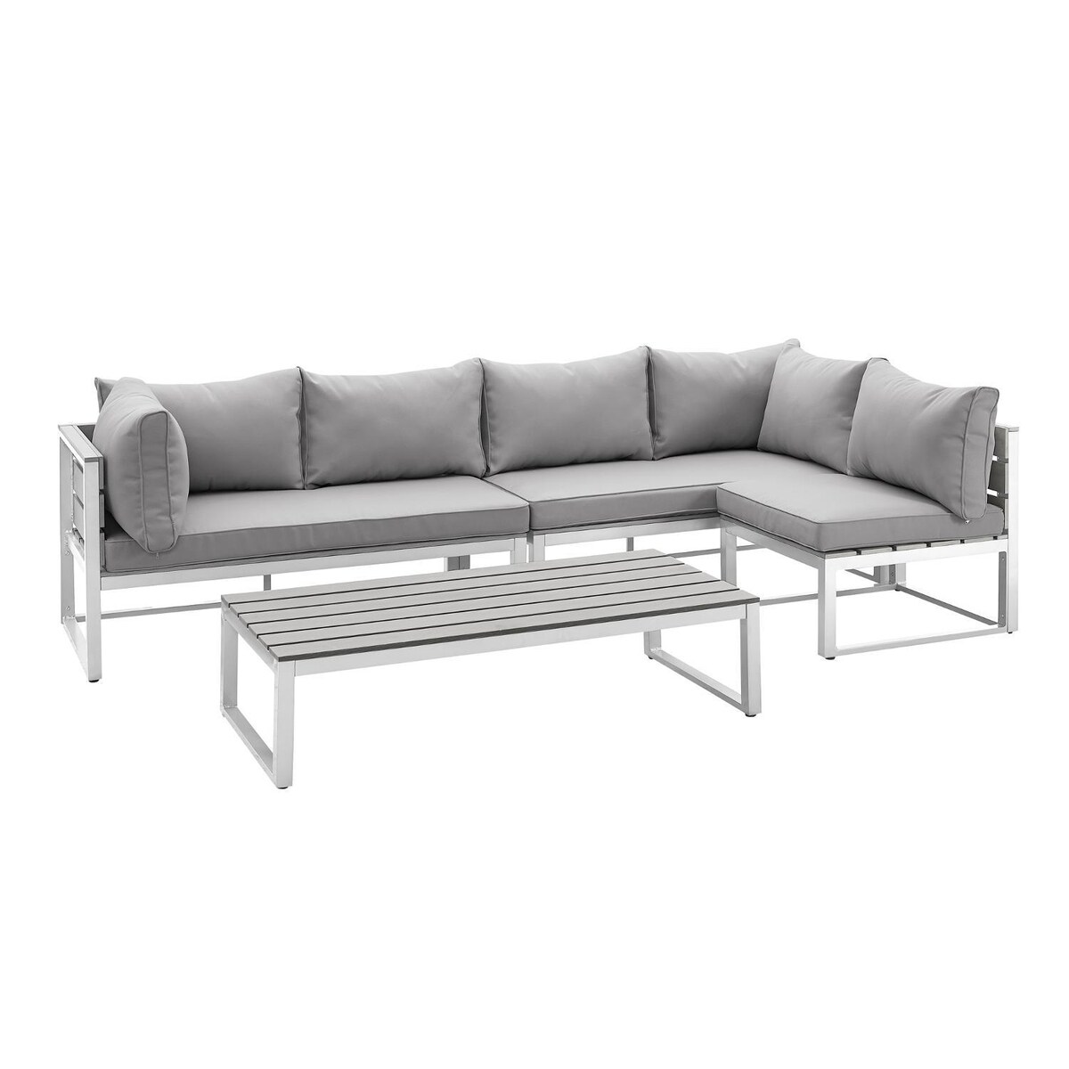 Ultimate Patio Resort Bay 4 Piece Aluminum Patio Sectional Set W/ Gray Cushions