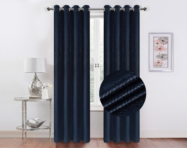 Kate Aurora 2 Pack Hotel Embossed Textured Light Filtering Grommet Top Window Curtain Panels