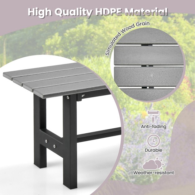 Costway 2pcs Outdoor Hdpe Bench With Metal Frame 47 x27 x27 X 14 x27 x27 X 16 x27 x27 For Yard Garden Brown black gray