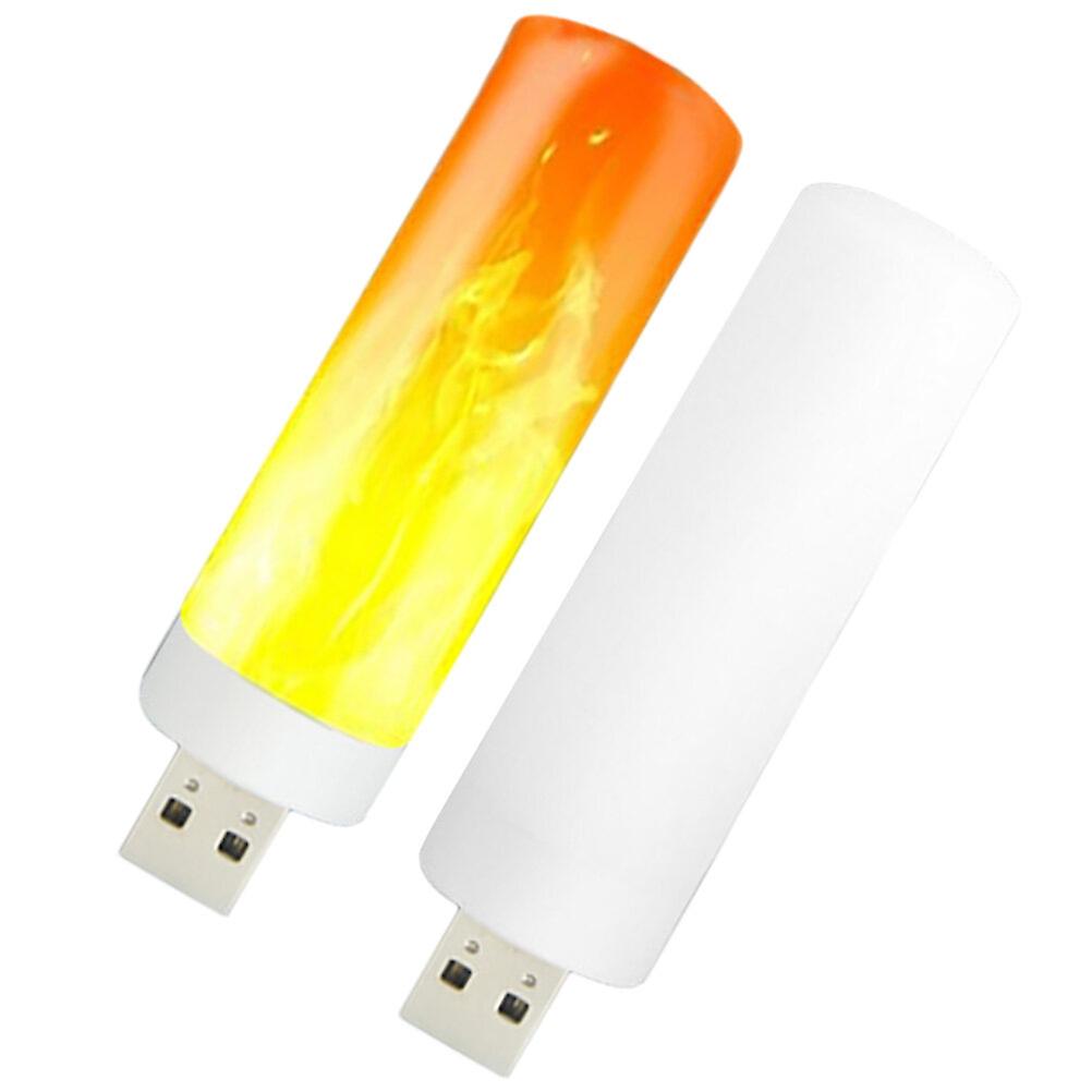 2pcs Led Flame Effect Light Usb Plug In Night Light Bedside Night Lamp Decoration