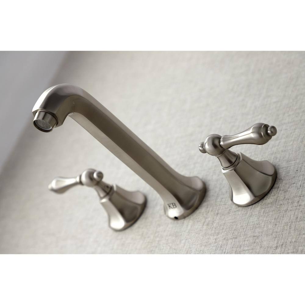 Kingston Brass Metropolitan 2-Handle Wall Mount Bathroom Faucet in Brushed Nickel HKS4028AL