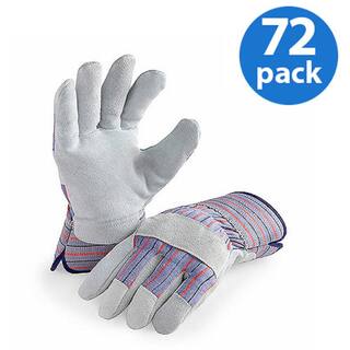 HANDS ON Leather Palm Work Gloves Safety Cuff 72 Pair Value Pack LP4300-L-72PK