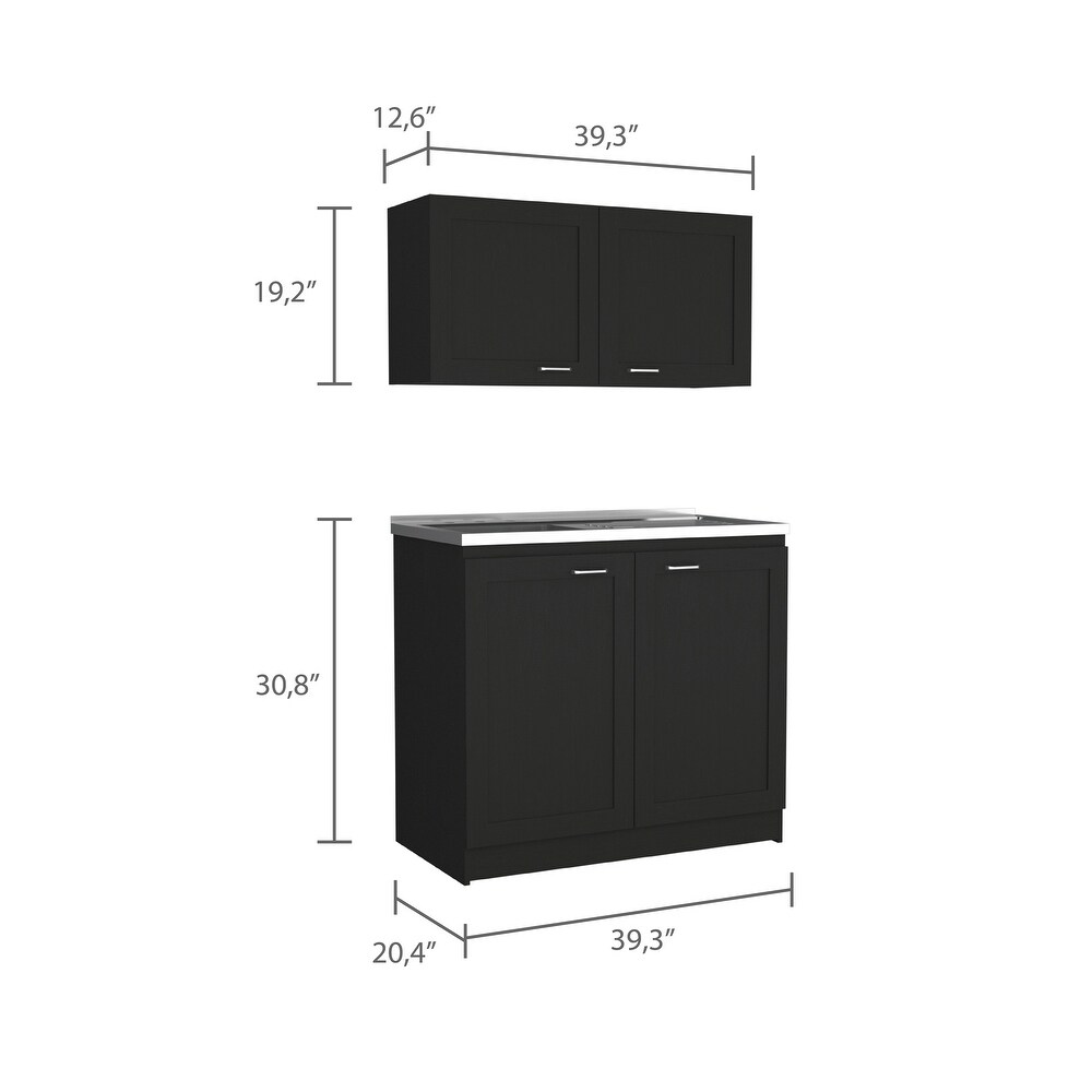 Cambridge 2 piece Rectangle Cabinet Set Black Wengue