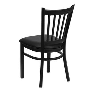 Flash Furniture Hercules Series Black Vertical Back Metal Restaurant Chair with Black Vinyl Seat XUDG6Q2BVRTBLKV