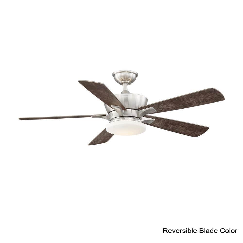 Home Decorators Collection Bergen 52 in LED Uplight Brushed Nickel Ceiling Fan With Light and Remote Control