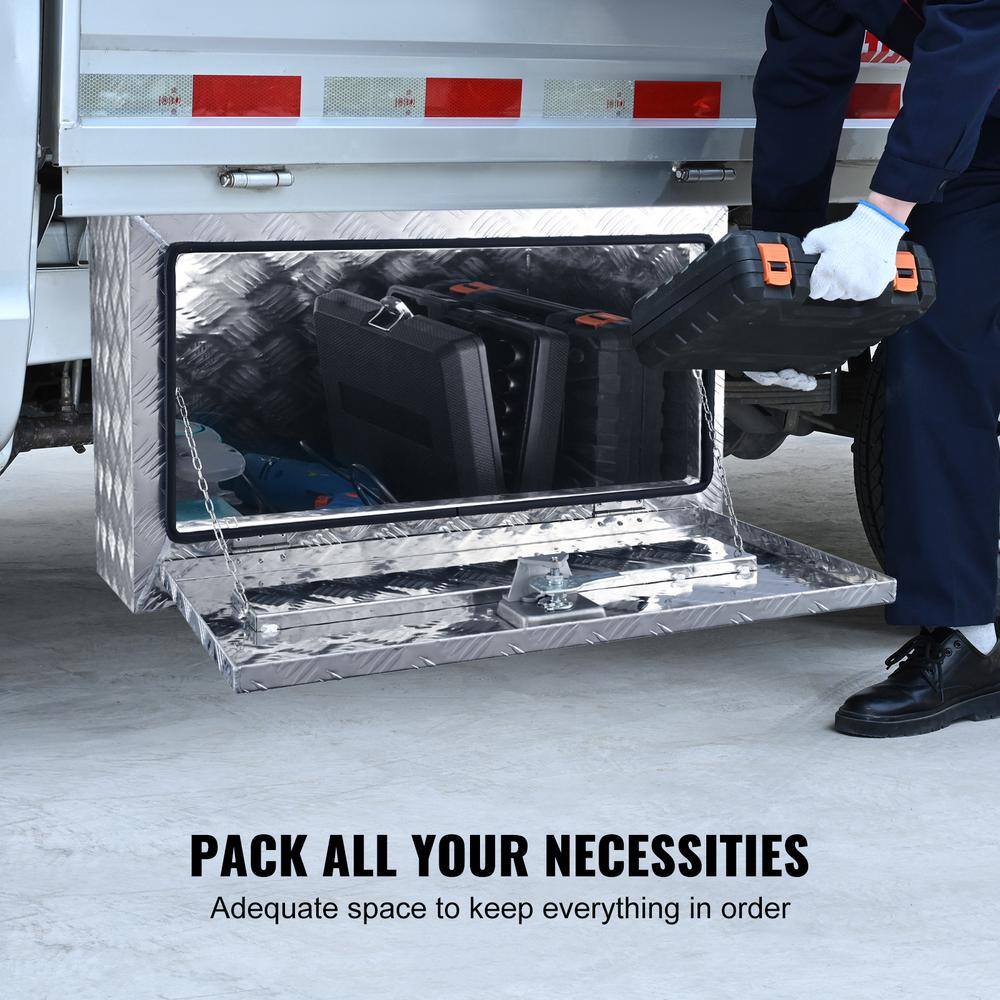 VEVOR 60 in. x 24 in. x 24 in. Underbody Truck Tool Box Aluminum Pickup Storage Box with Keys T-Handle Latch for Truck Trailer CDK602424INCH3P1VV0