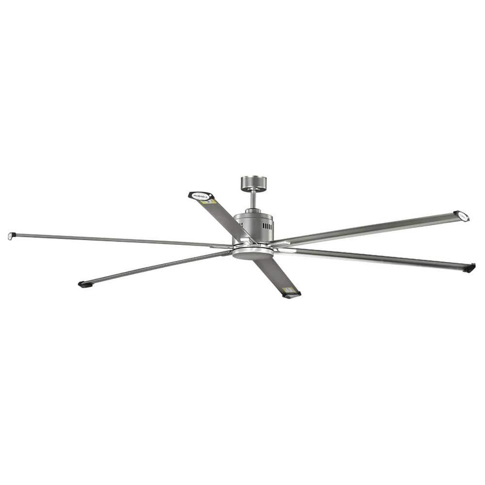 Hubbell Lighting Hubbell Industrial 96 in SixBlade IndoorOutdoor Nickel Dual Mount Ceiling Fan with Wall Control