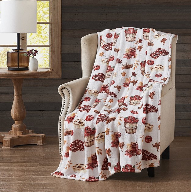 Kate Aurora Country Farmhouse Oversized Autumn Apples Cider amp Pies Accent Fleece Throw Blanket 50 In X 70 In