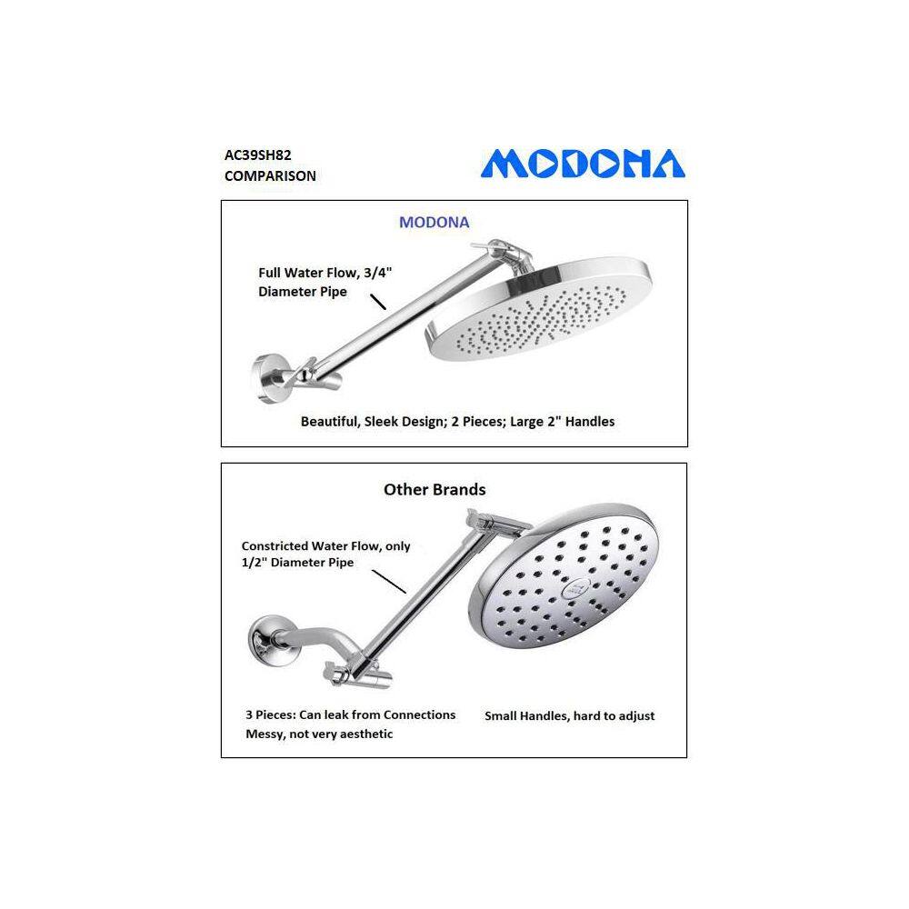 MODONA 1-Spray Patterns 10 in. Single Spray Wall Mounted Fixed Shower Head with Adjustable Shower Arm SET in Rubbed Bronze AC39SH82-RB