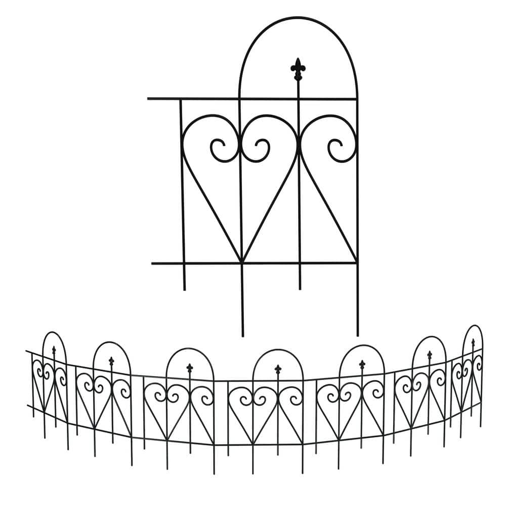 FENCY 32 in. Black Metal Decorative Outdoor Garden Border Fence HD-A-HW89010