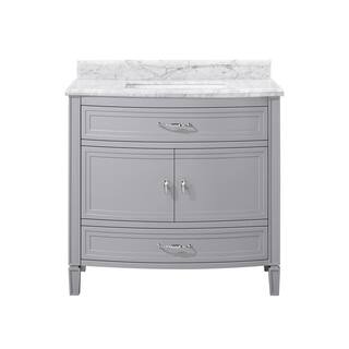 Home Decorators Collection Dacosti 36 in. W x 22 in. D x 34.5 in. H Single Sink Bath Vanity in Pebble Gray with White Carrara Marble Top Dacosti 36PG