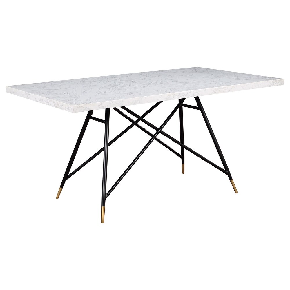 Coaster Furniture Gabrielle Rectangular Marble Top Dining Table White and Black   60.00'' x 35.50'' x 30.50''