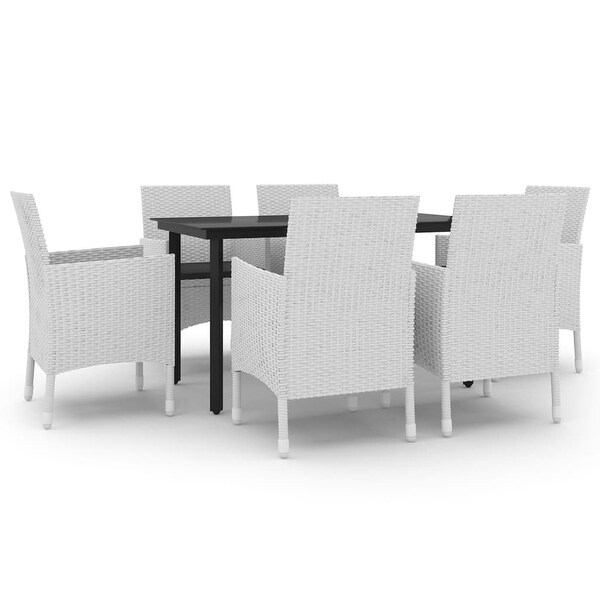 vidaXL Patio Dining Set Outdoor Table and Chair Set Poly Rattan and Glass