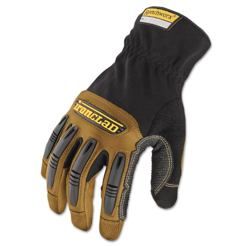 Ironclad Ranchworx Leather Gloves， Black/Tan， Medium (RWG203M)