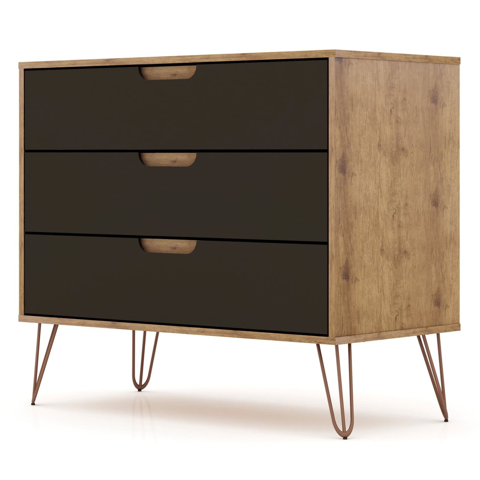 Rockefeller Mid-Century- Modern Dresser with 3- Drawers in Brown