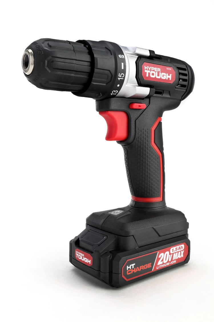 Hyper Tough 20V Max Lithium-Ion Cordless Drill， Variable Speed with 1.5Ah Lithium-ion Battery and Charger