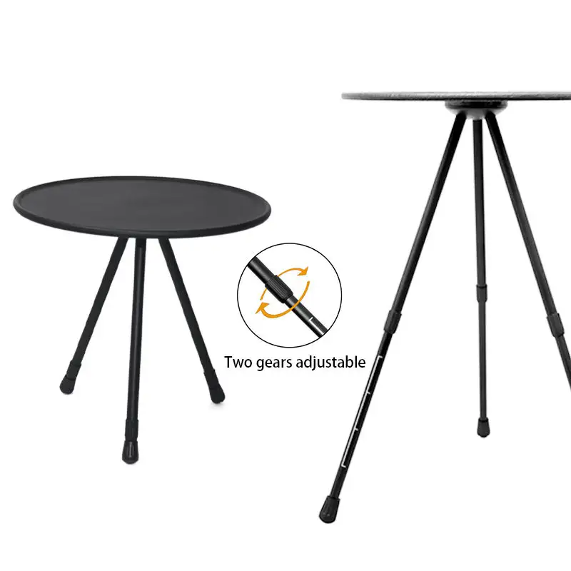 Upgraded Camping Height Adjustable Foldable Aluminium  Triangular Small Round Table