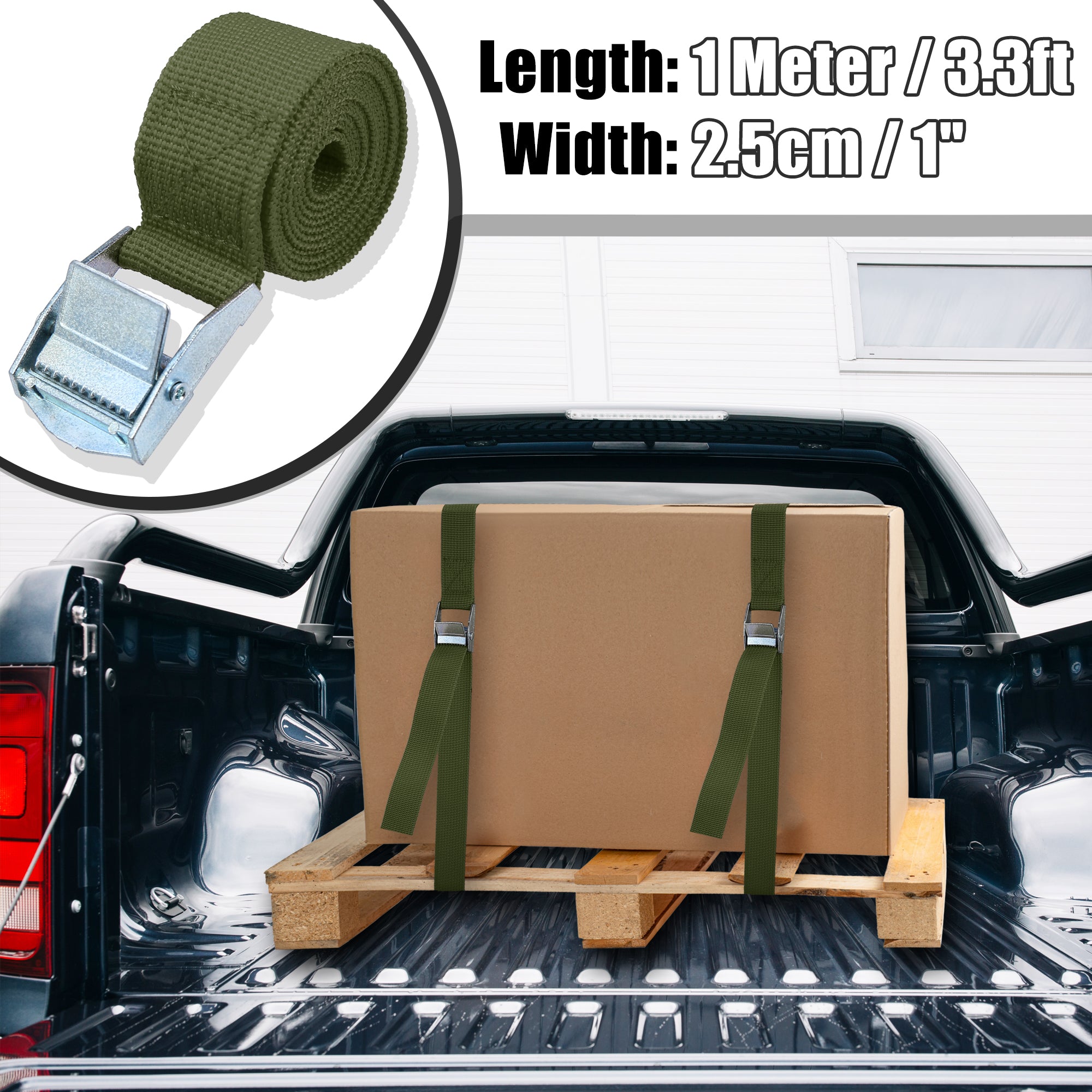 6pcs 3.3ft Cargo Tie Down Straps Lashing Straps Travel Luggage Strap with Cam Lock Buckle for Car Truck Army Green