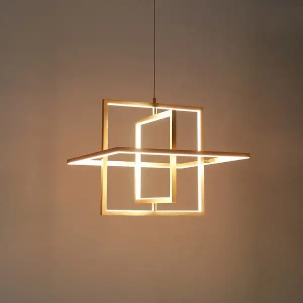 Modern LED Chandelier Square Gold Pendant Lights for Dining Room/ Living Room Shopping - The Best Deals on Chandeliers