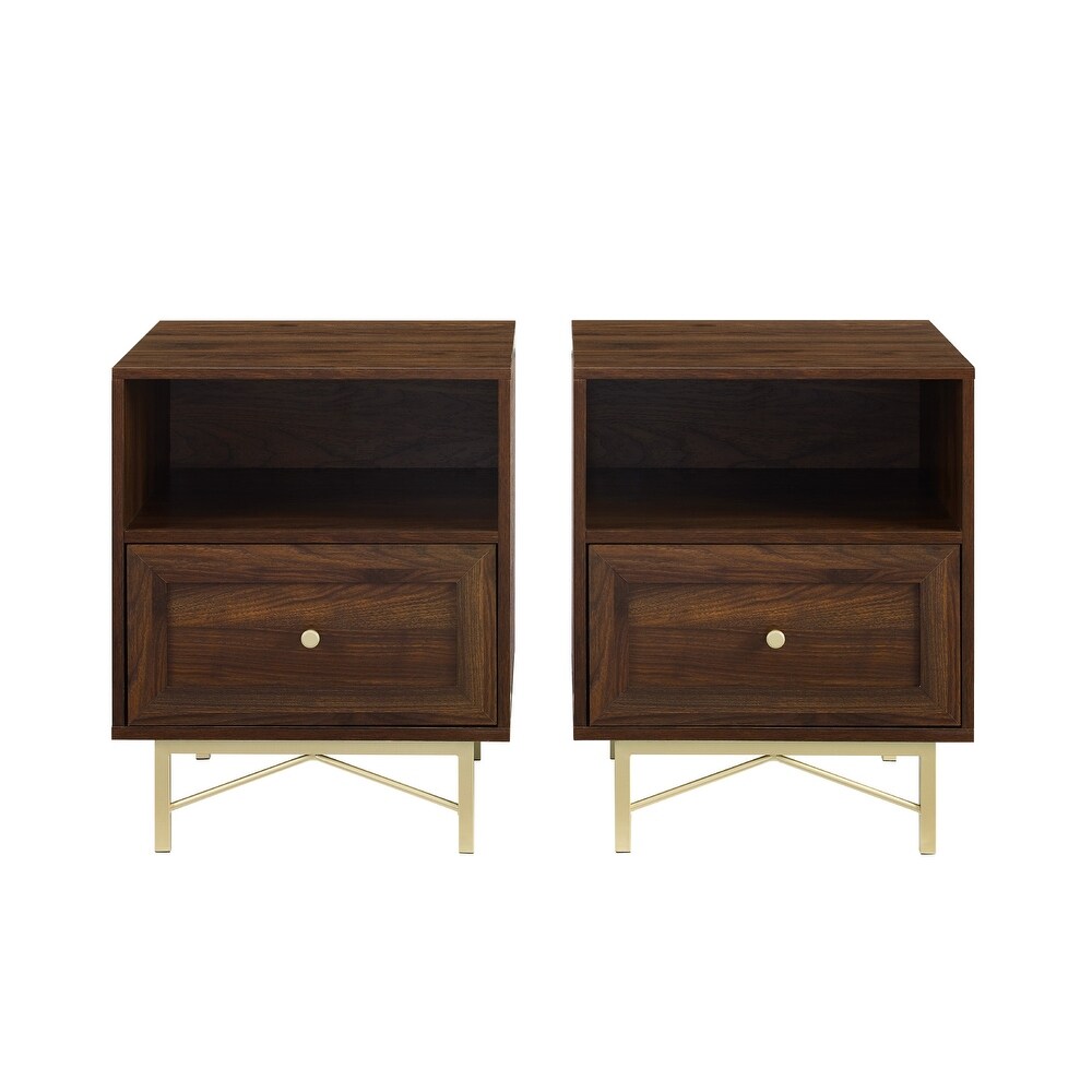 Middlebrook 1 Drawer Gold Base Nightstands  Set of 2