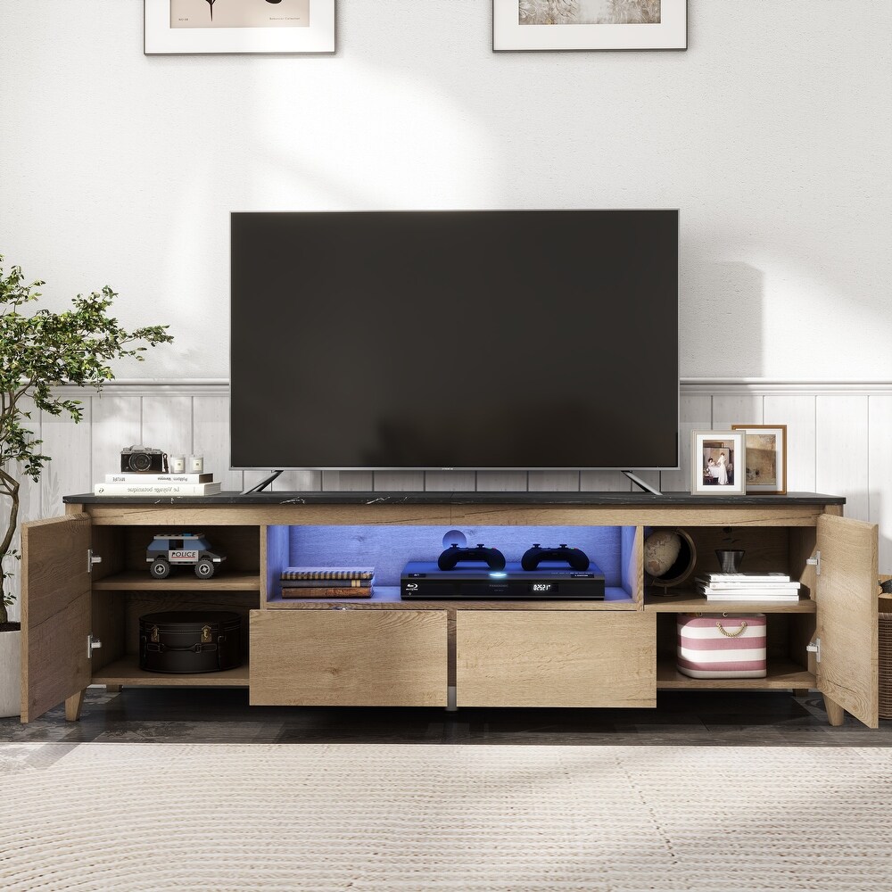 Storage TV stand for Up to 80 inch with LED Lights