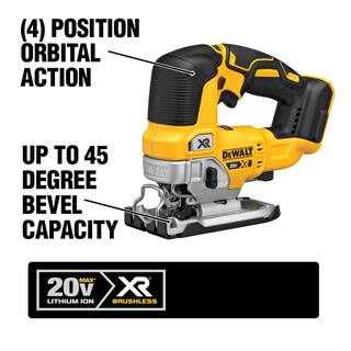 DW 20V Maximum Lithium-Ion Cordless Brushless 4 Tool Combo Kit and 20V Maximum XR Cordless Brushless Jigsaw DCK4050M2WS334B