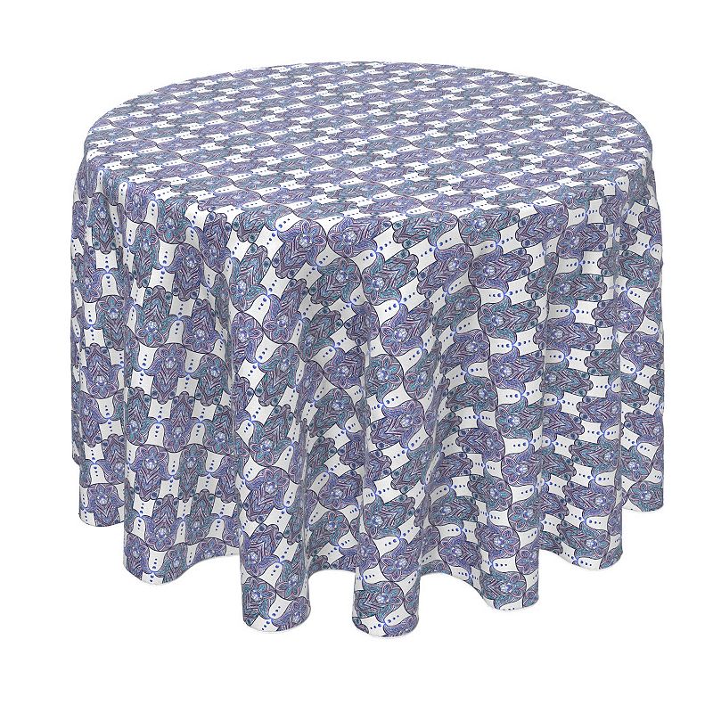 Round Tablecloth， 100% Polyester， 70 Round， Boho Décor