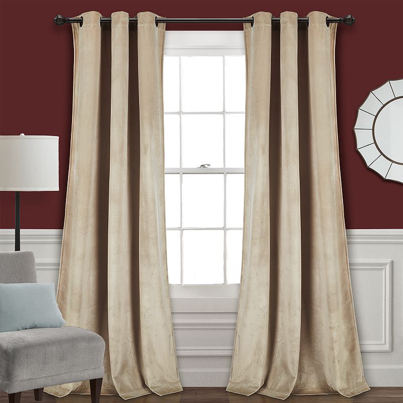 Lush Decor Prima Velvet Solid Room Darkening Window Curtains Set