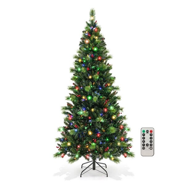 7ft PreLit Artificial Christmas Tree 9 Lighting Modes W/ Timer