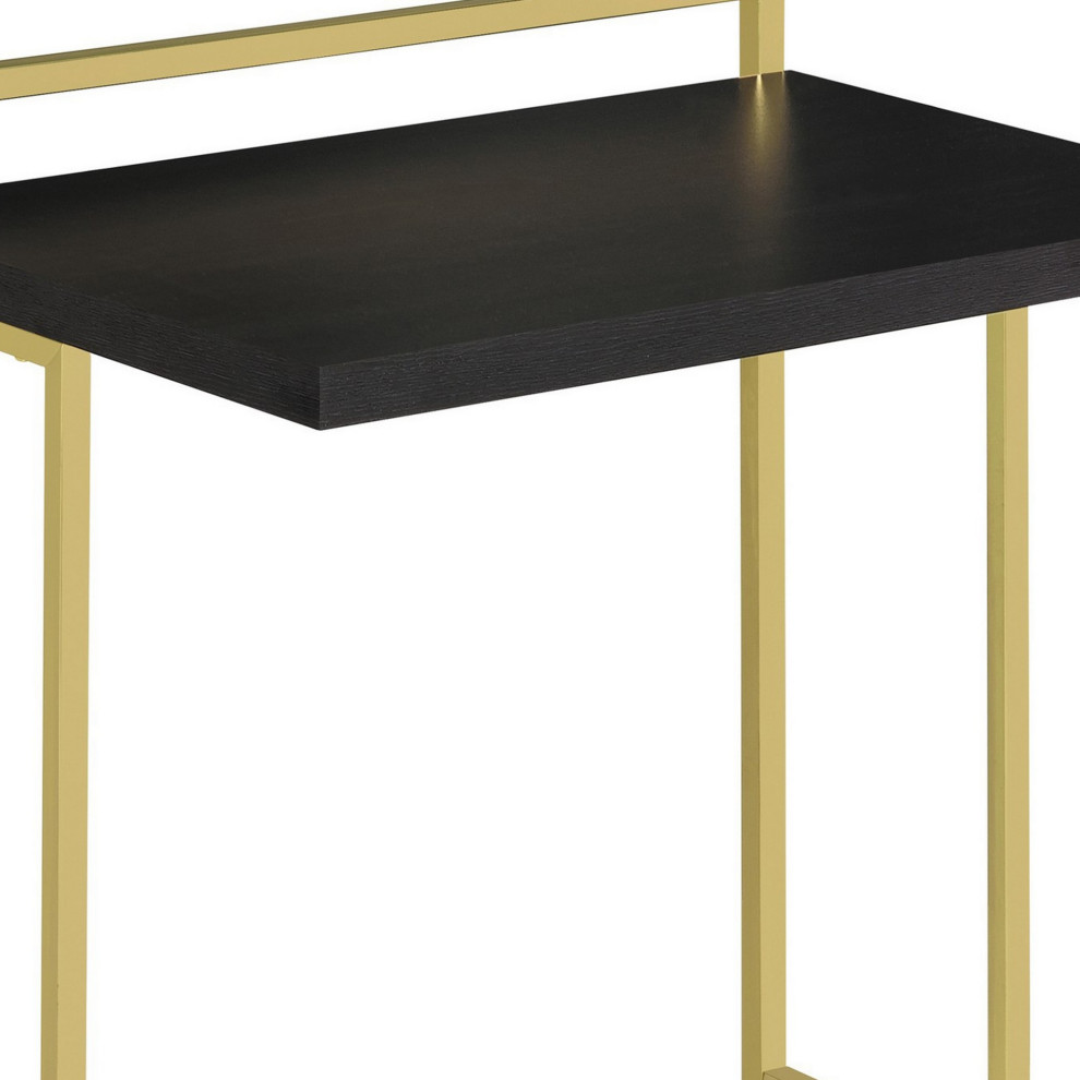 Dey 27 Inch C Shape Side End Table Cappuccino Brown Top Matte Brass Base   Contemporary   Side Tables And End Tables   by Dot  ampBo  Houzz