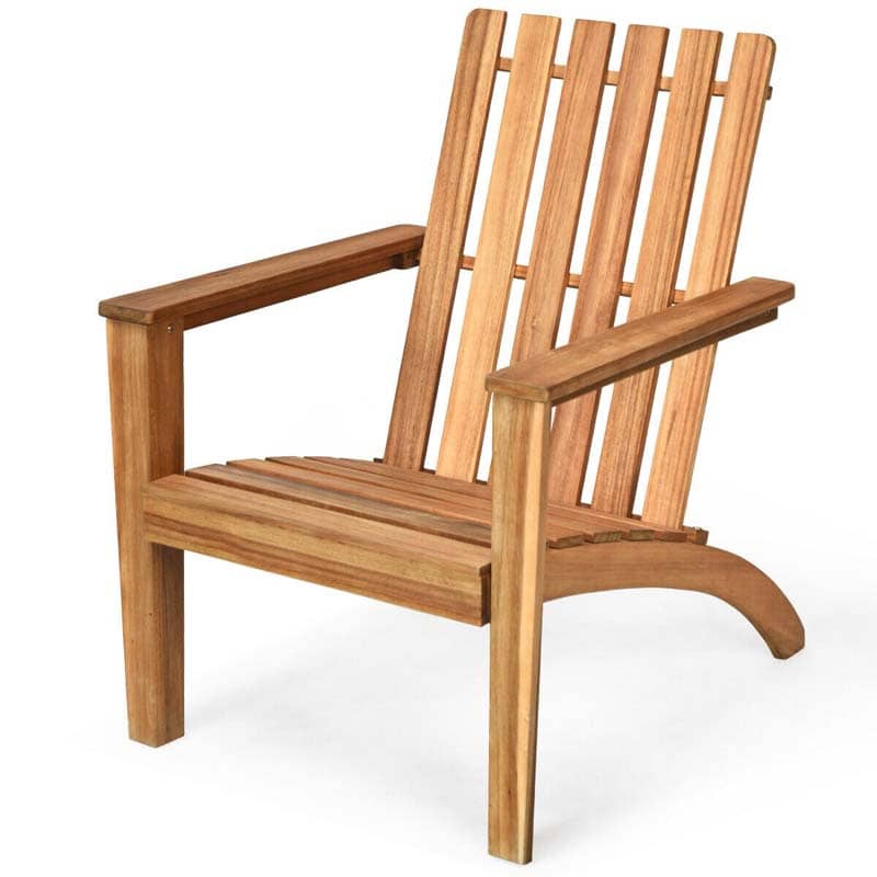 Adirondack Chair Acacia Wood Outdoor Patio Chair, Weather Resistant Campfire Chair for Lawn Seating