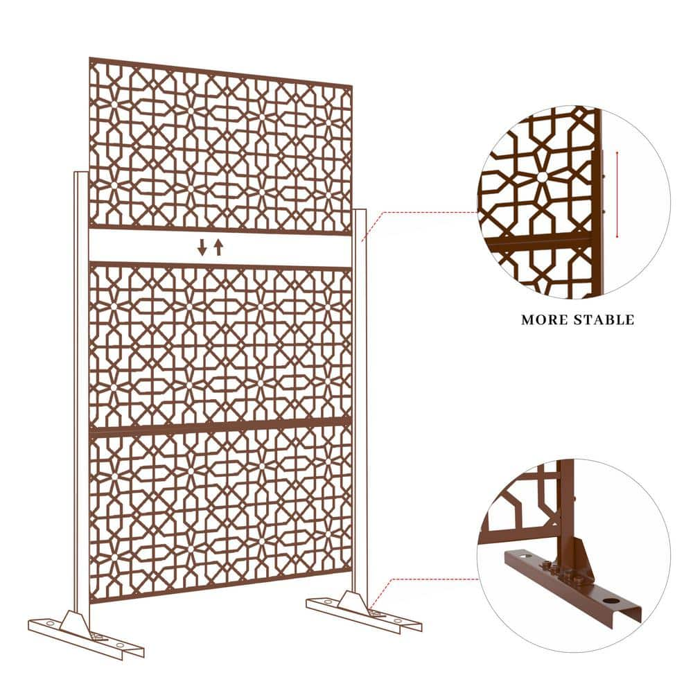 6.5 ft. H x 4 ft. W Laser Cut Metal Privacy Screen in Brown XZ525BZ117