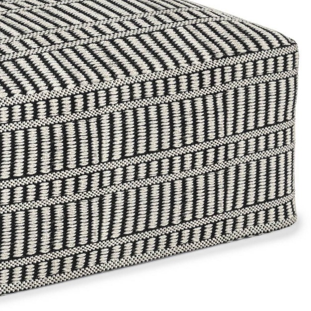 Wonda Square Woven Pet Polyester Pouf Black white Wyndenhall