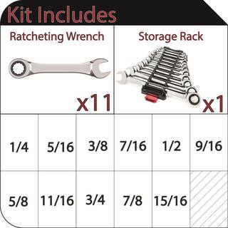 Husky Ratcheting SAE Combination Wrench Set (11-Piece) HRW11PCSAE